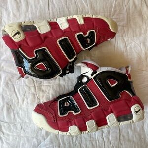 Nike Kids Red and Black Air More Uptempo Sneakers
